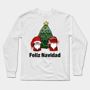 Feliz Navidad with Santa and his elf! Long Sleeve T-Shirt